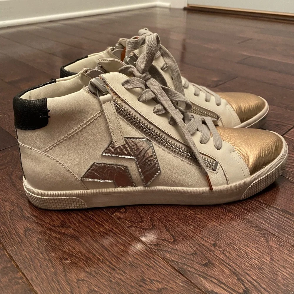 Dolce Vita Metallic High Top Sneakers - Size 10 - Picture 1 of 4